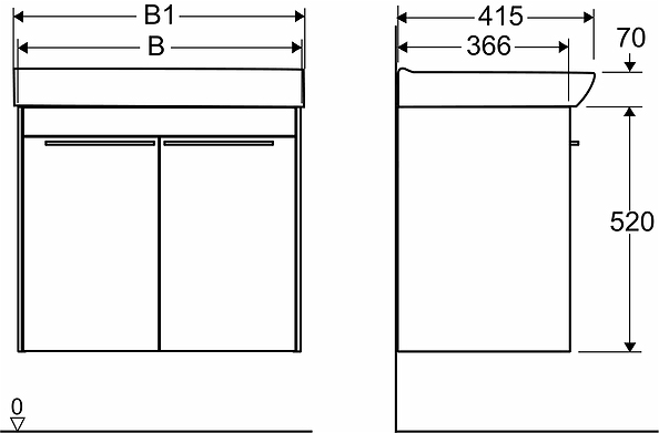 47386 Комплект мебели IFO Sense, с двумя дверцами, компактный, Ш = 900 мм, Ш1 = 922 мм, белый  - Вид №6