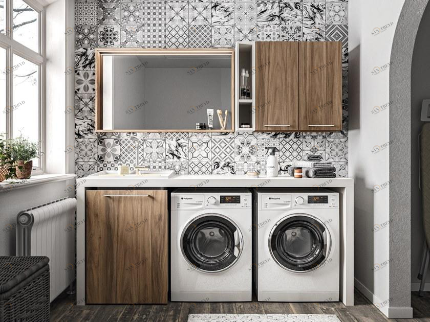 Cerasa Шкаф для стирки из дерева с раковиной Regola sun-id-1380932