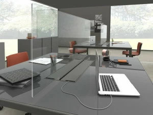 DOMUSOMNIA Опора для стеклянной перегородки с лотком для сбора кабеля Easyrack office