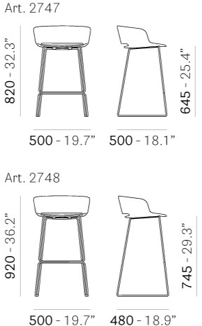 Pedrali Высокий пластиковый табурет с подлокотниками в современном стиле Babila sun-id-1438682 - Вид №1