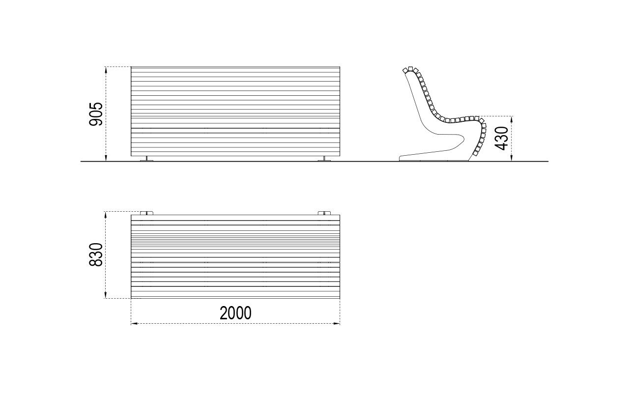 Модульная деревянная скамья со спинкой City Design ARCH-00055105 - Вид №6