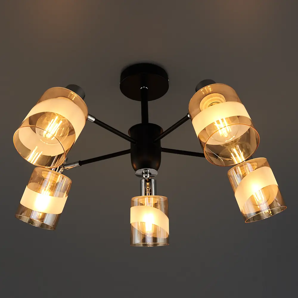 Люстра потолочная Jlight Leri 3177/5C, 5 ламп, 15 м², цвет бежевый/черный 84588700 STLM-2082697  - Вид №2