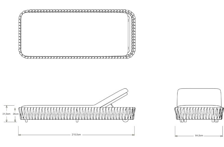 Садовая кровать с откидной спинкой из ткани TRIBÙ Tosca ARCH-00136660 - Вид №4