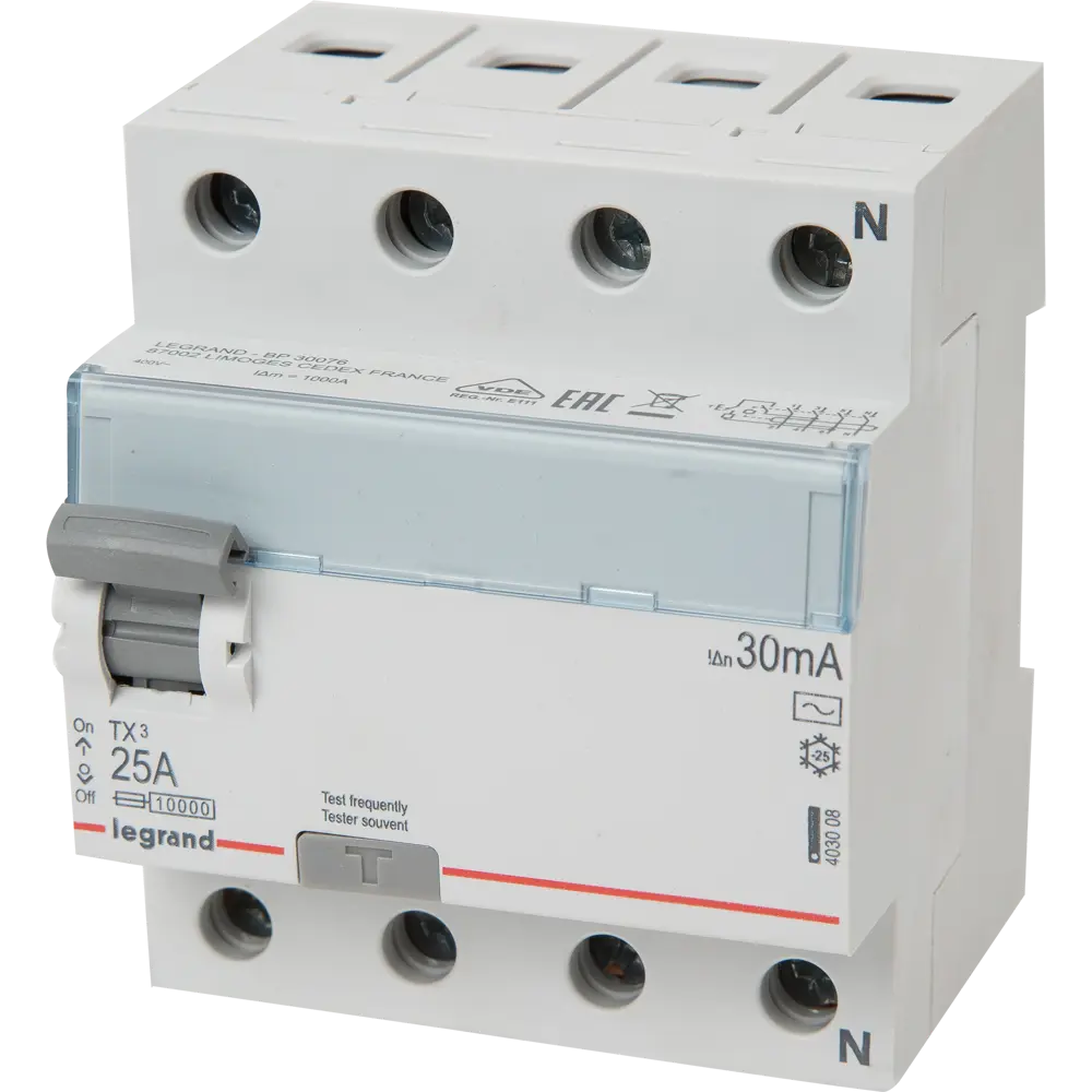 УЗО Legrand TX3 3P N 25 A 30 мА 10 кА AC 403008 10307241 STLM-2088976 