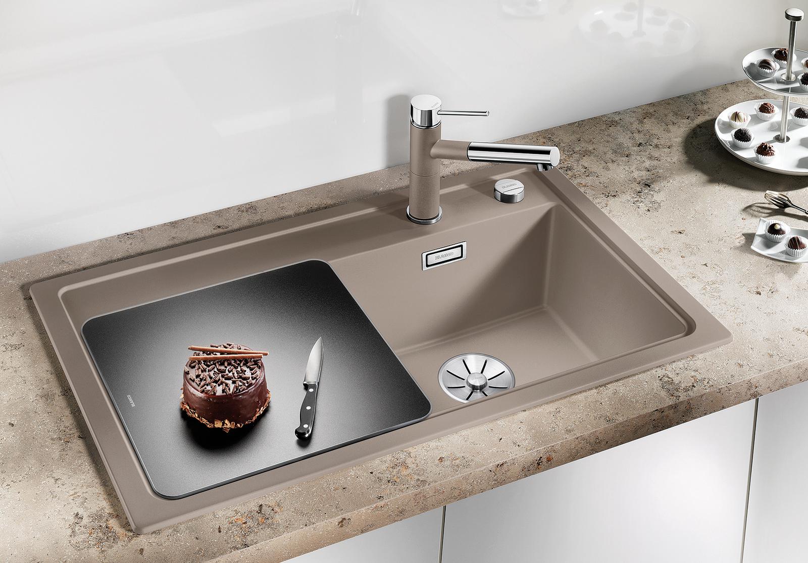 523812 Кухонная мойка Blanco Zenar 45 S с доской из стекла чаша слева жасмин  Blanco Zenar Жасмин