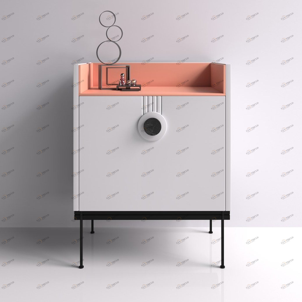 Тумба прикроватная белая с розовым Lago BRAGIN DESIGN LIVING 00-3974657 Белый;розовый
