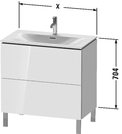 LC659708989 Тумбочка напольная L-Cube #LC6597 820 x 481 мм Фланелево-серый глянцевый лак Duravit - Вид №2