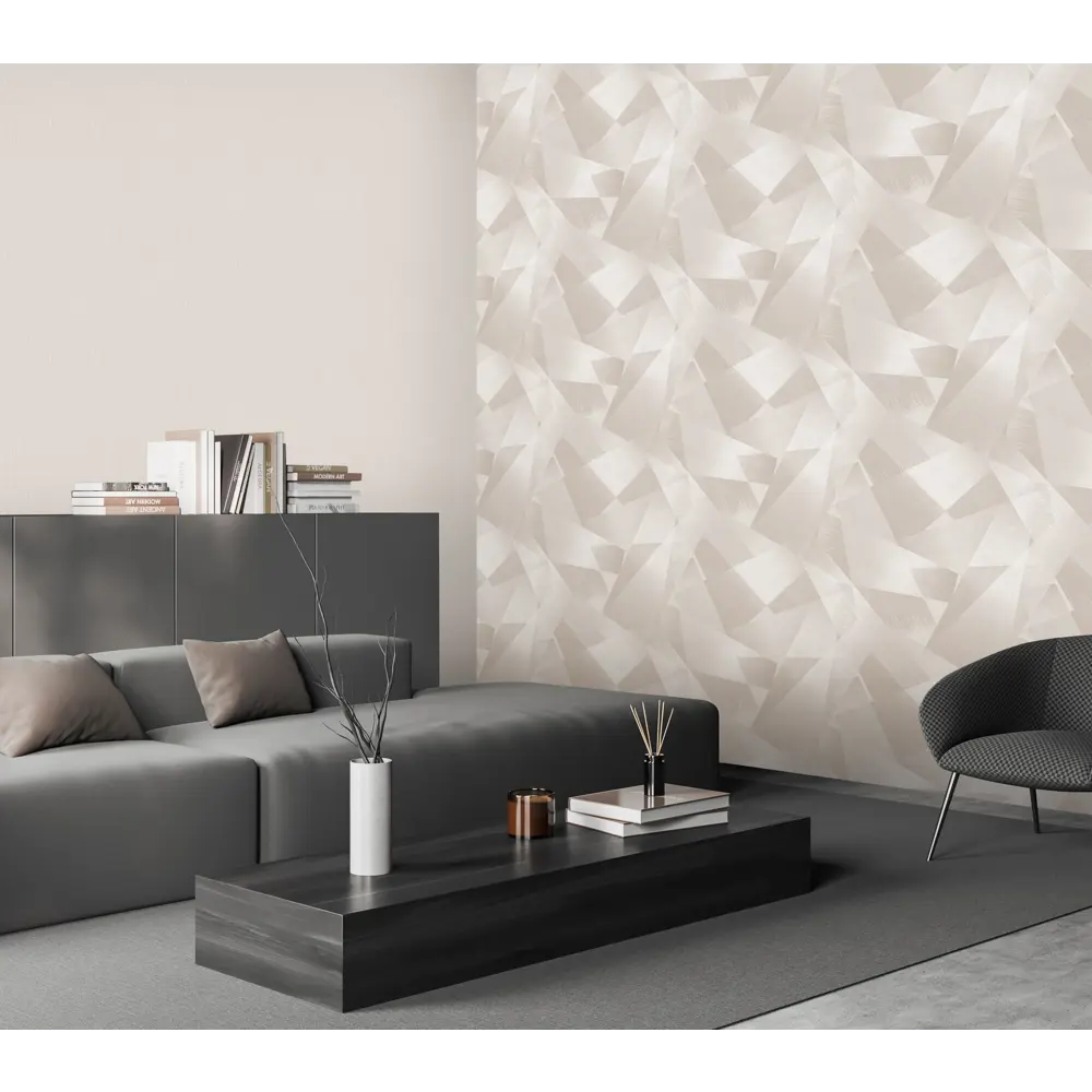 Флизелиновые обои Victoria Stenova Ultra бежевые с тиснением 1.06 м 89346027 STLM-1405558 - Вид №4