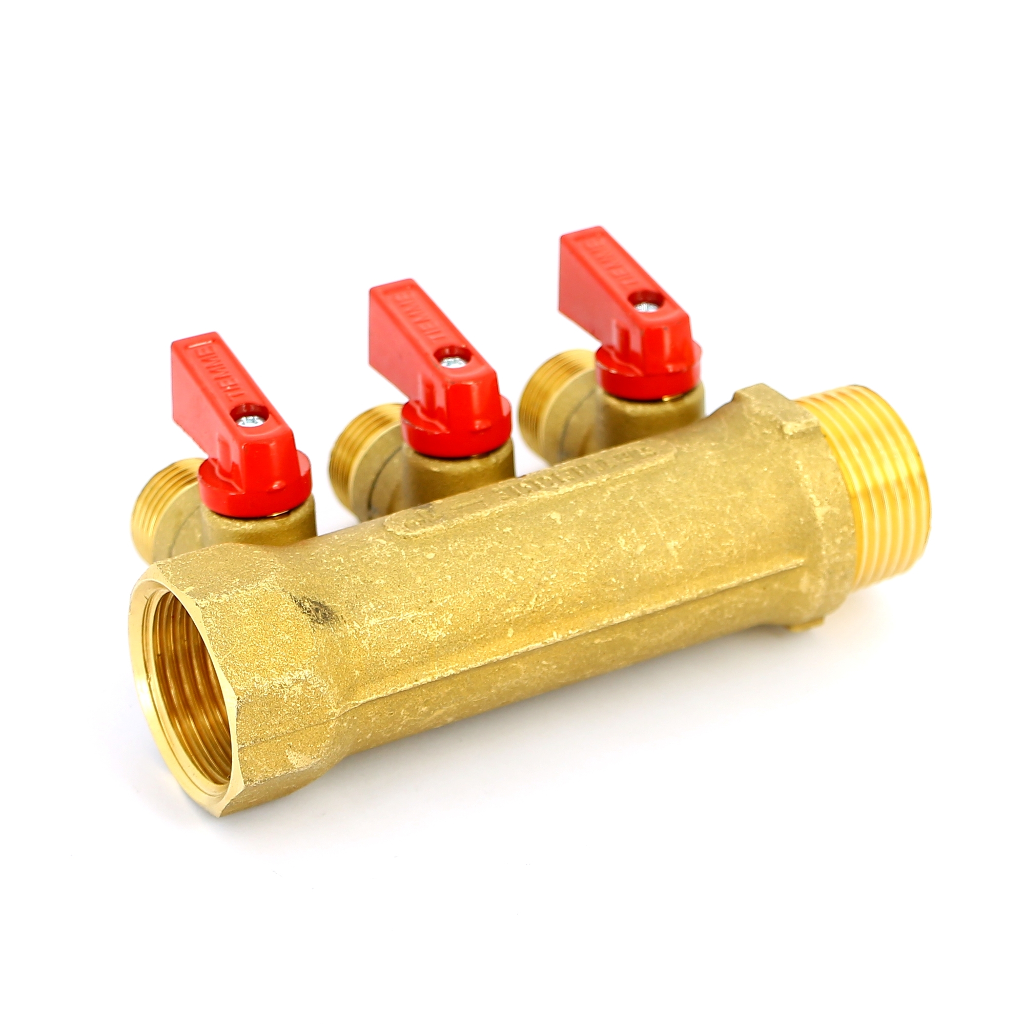 Коллектор НВ 1" с кранами TIEMME 3 выхода 1/2"Н 36мм 1820005 - Вид №2