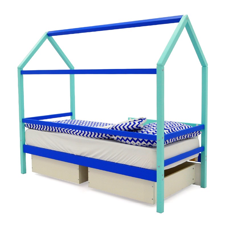 Кровать-домик детская мятно-синяя Svogen БЕЛЬМАРКО  00-3833077 Голубой Santreyd  - Вид №4