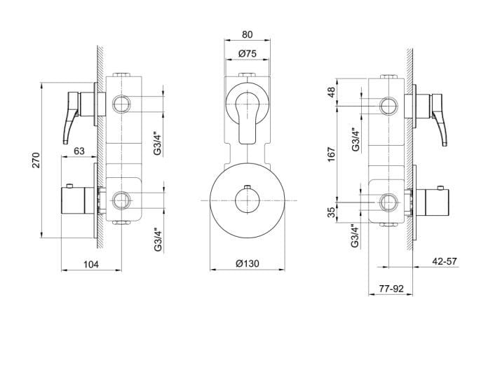 Термостатический смеситель для душа/ванны с 2 отверстиями ABOUTWATER AL/23 ARCH-00056615 - Вид №2