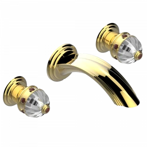 A1U-41GB Внешняя часть смесителя встраиваемого в стену для ванны на три отверстия с изливом ГОЛИАФ Thg-paris Cheverny с красной яшмой Золото