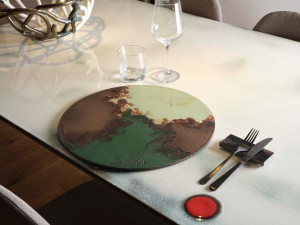 Круглый столовый коврик из майоликовой лавы