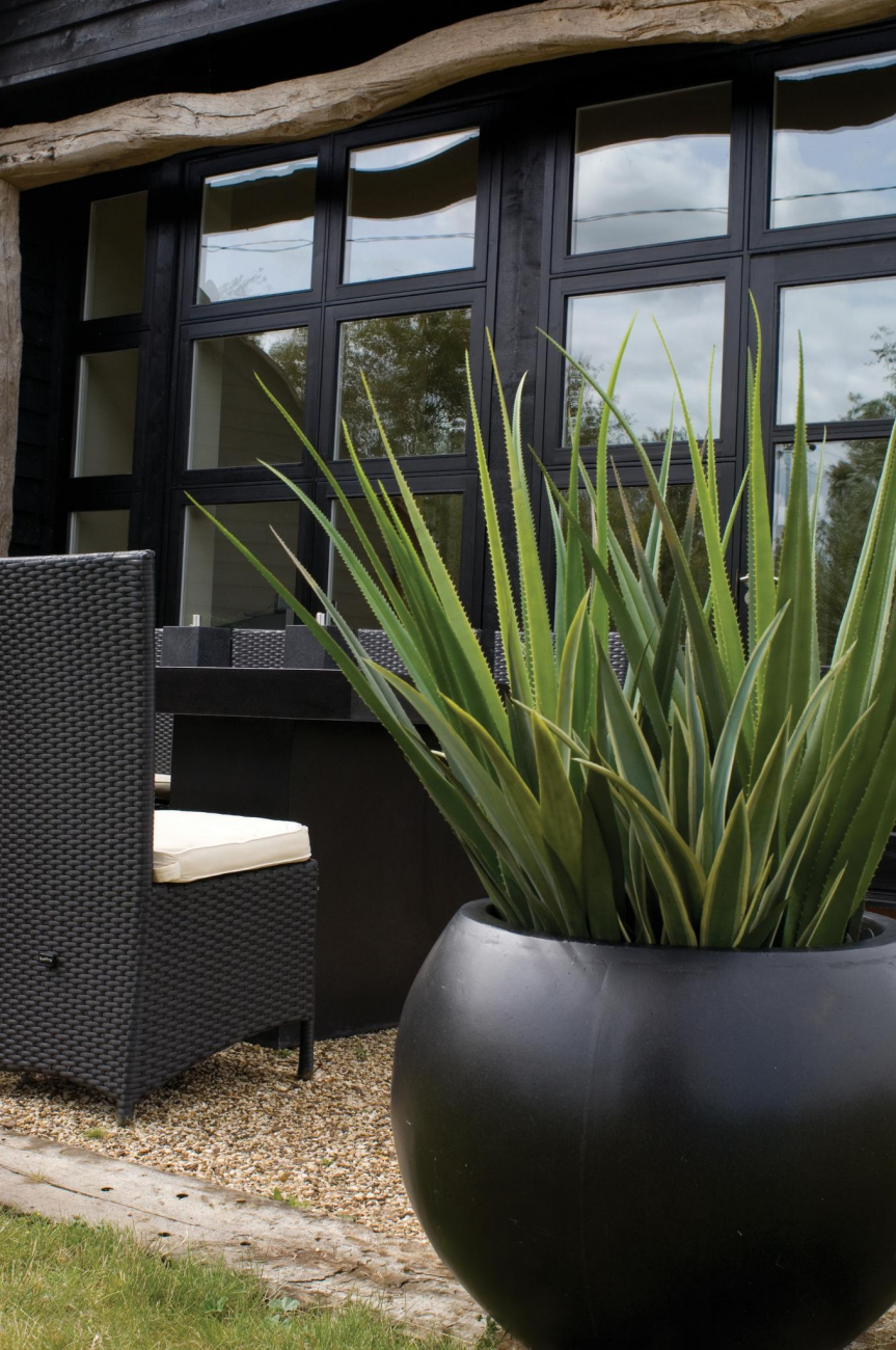 Уличный вазон круглый 62х48 см черный мрамор "Бирмингем" CAPI EUROPE СОВРЕМЕННЫЙ 081683 Черный  - Вид №1