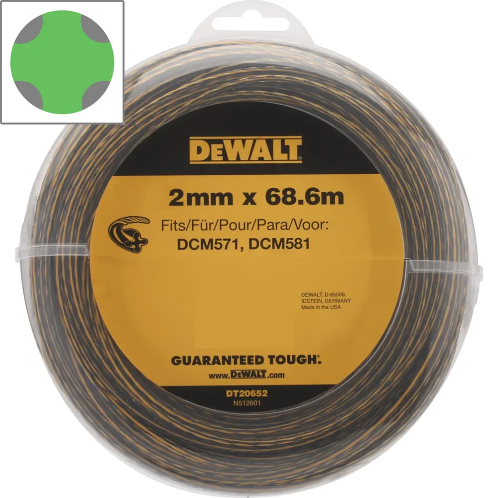 Леска для триммера Dewalt ø2 мм 68.8 м витая 82806796 STLM-2054117 