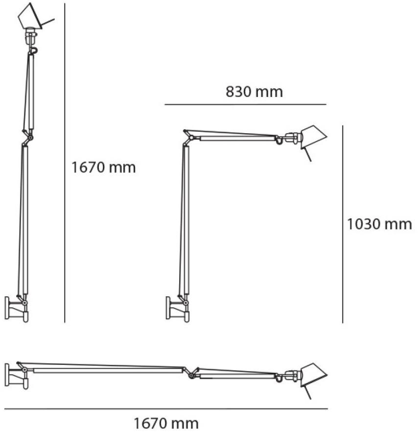Artemide Настенный светильник из алюминия с гибким кронштейном Tolomeo A046100 - Вид №1