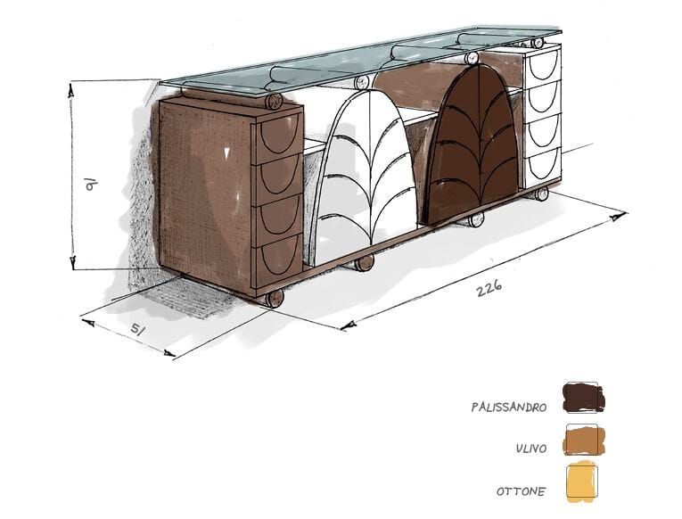 Деревянный шкаф с хрустальной столешницей Roman & Co HUNTINGTON ARCH-00076946 - Вид №1