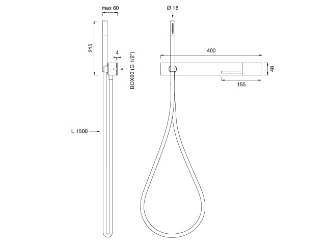 Смеситель для душа из нержавеющей стали с переключателем CEADESIGN CUT PLUS ARCH-00068661 - Вид №2