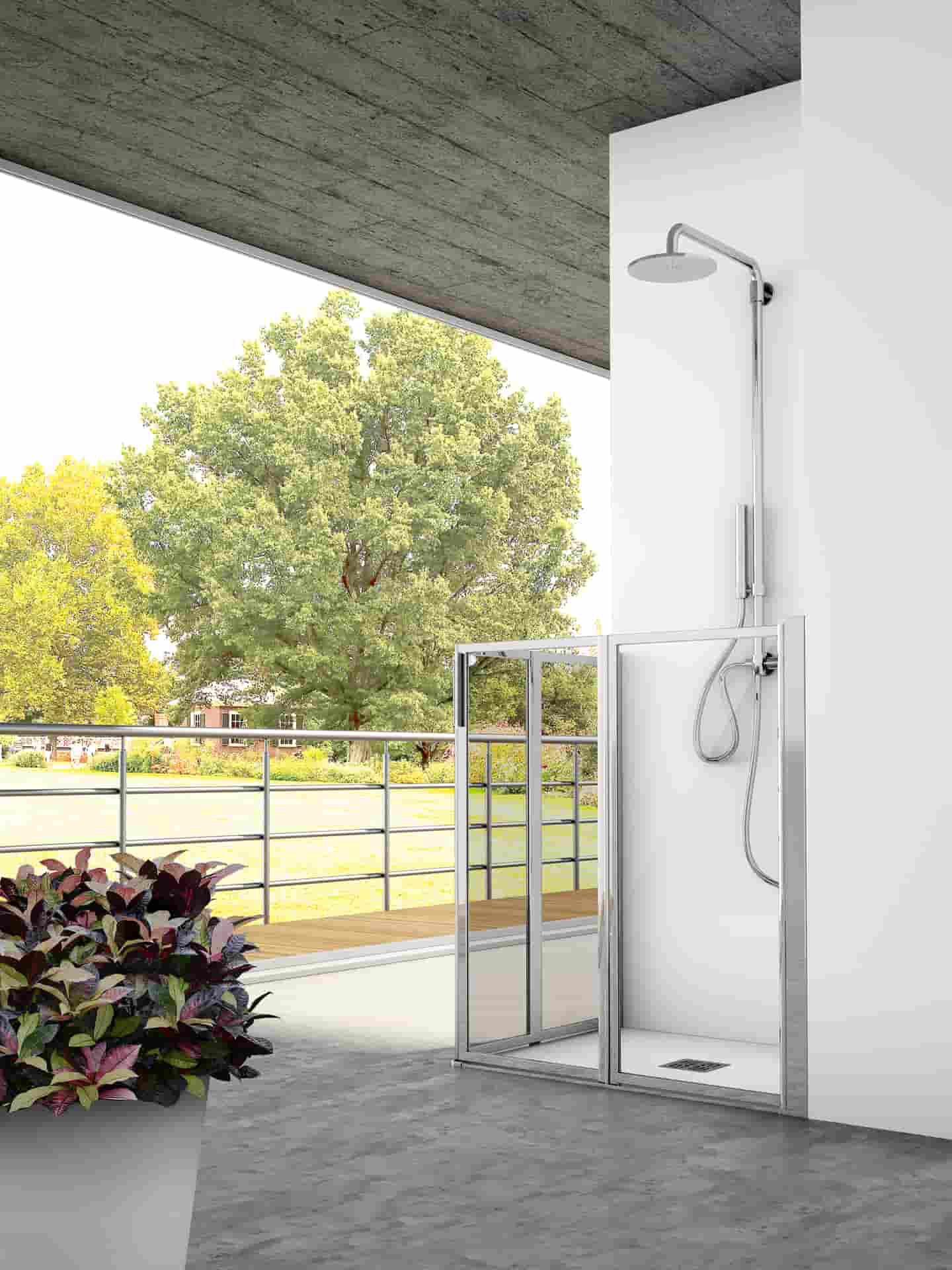 Алюминиевая и стеклянная угловая душевая кабина с раздвижной дверью CSA Box Doccia Женева ARCH-00088090 - Вид №1