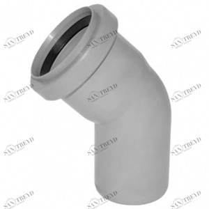 Отвод ПВХ канализационная D50мм 45 градусов Политек 6302