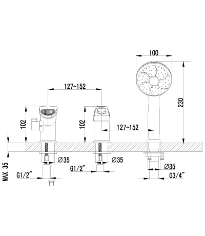 LM3145C Смеситель Omega на борт ванны LEMARK OMEGA - Вид №1