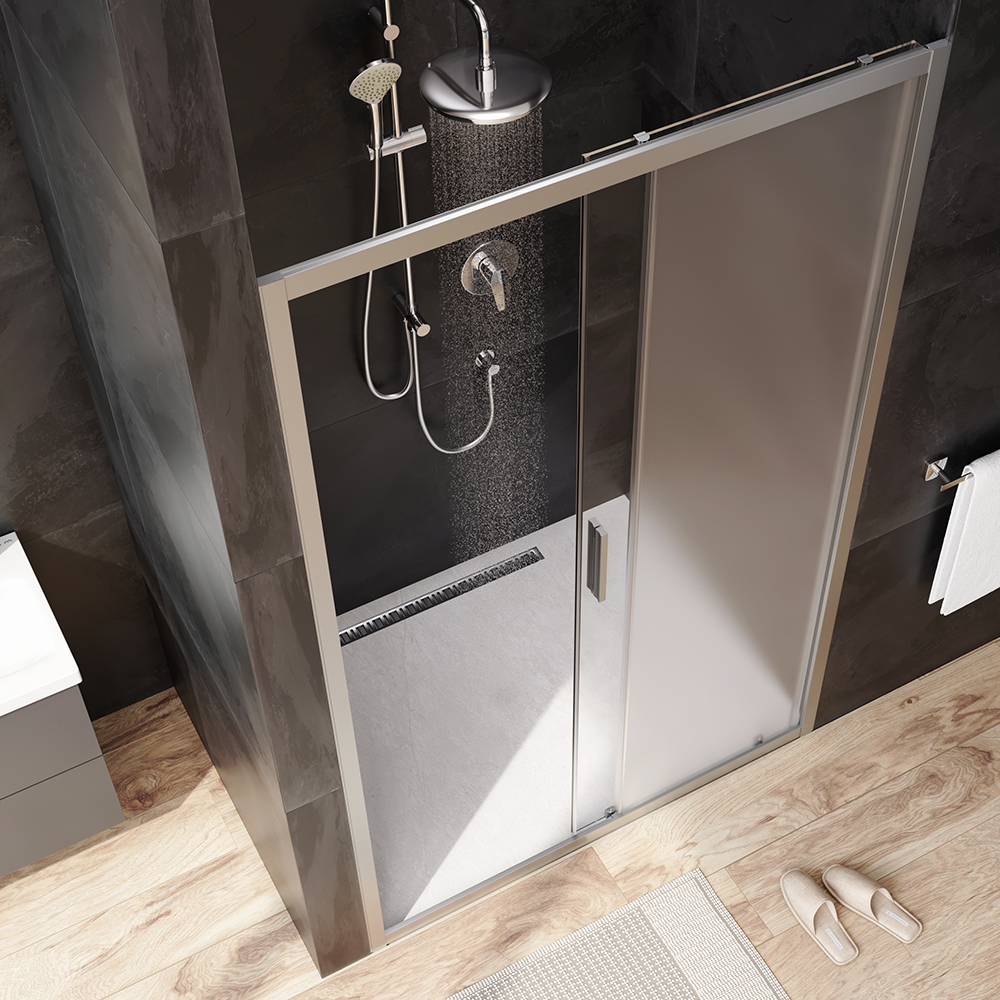 W90G-120-1-195MM Solo Дверь душевая 120х195 стекло матовое профиль матовый хром AM.PM Gem - Вид №1