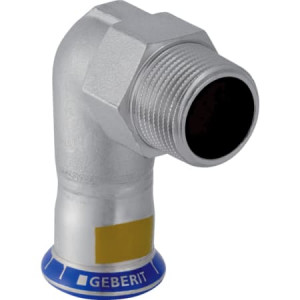34151 Переходной угольник Geberit Mapress из нержавеющей стали 90°, с наружной резьбой (газ) Geberit