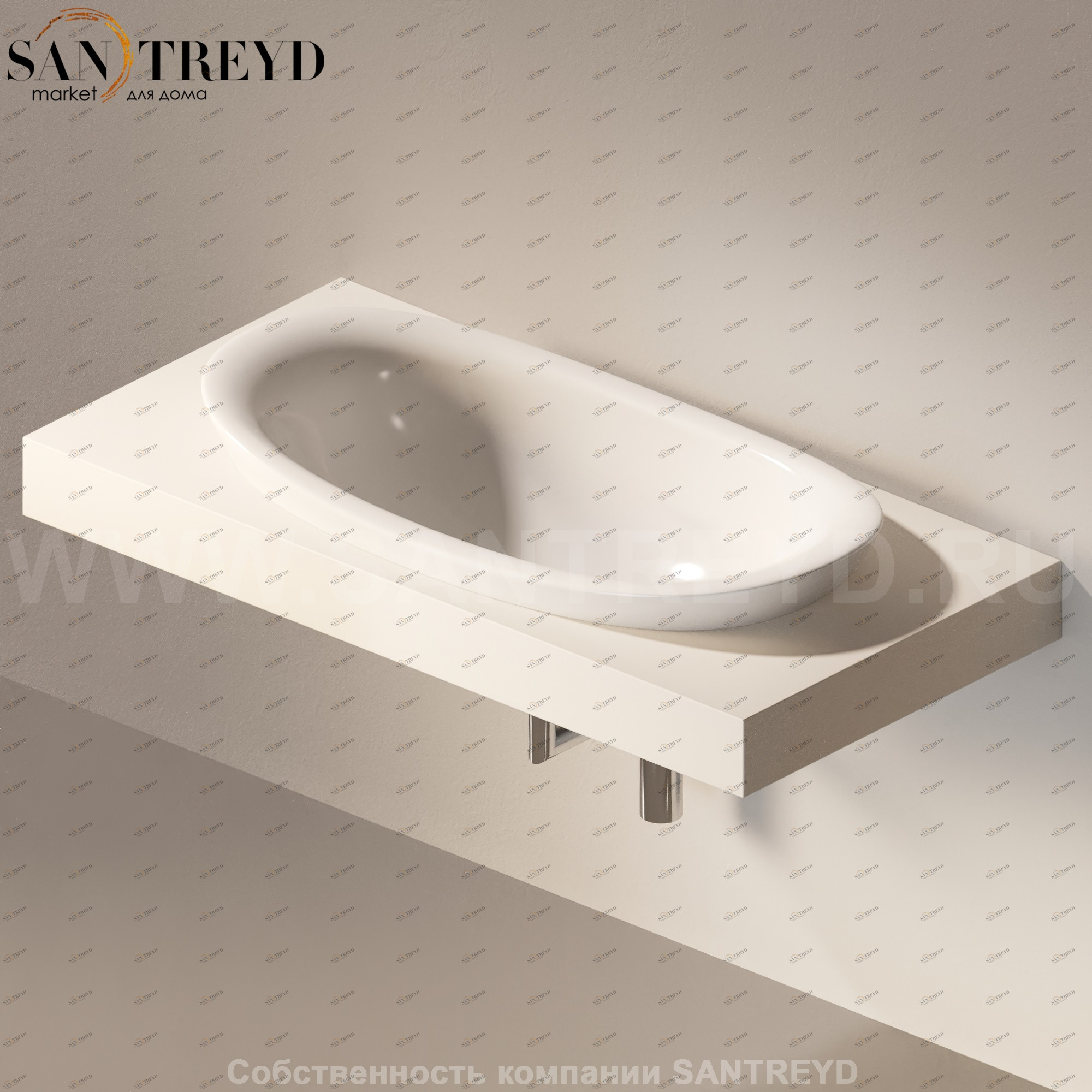 Flaminia IO e SI Столешница с отверстием под раковину бежевая IO90M1.9003 Ceramica Flaminia IO90M19003