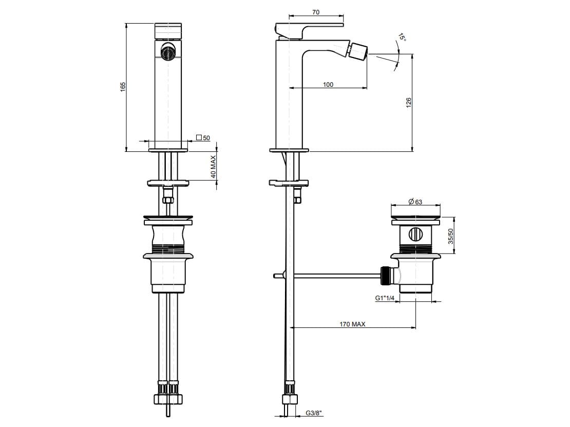 Однорычажный смеситель для биде без слива Rubinetterie Frattini Vita Due ARCH-00131806 - Вид №10