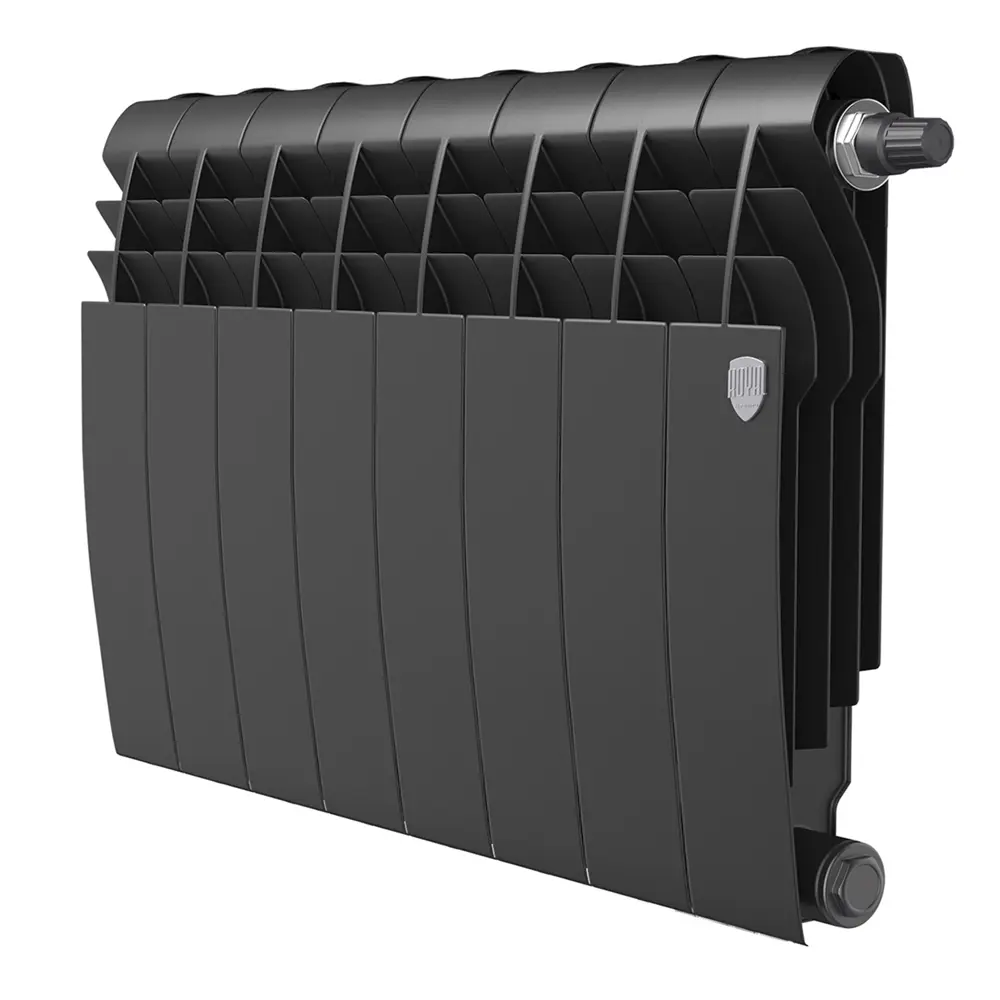 Радиатор секционный Royal Thermo Biliner 350/87 8 секций нижнее подключение биметалл черный 89391448 STLM-2200104 Отсутствует - Вид №1