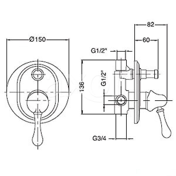 Смеситель MIGLIORE Lem Swarovski ML.LEM-1972.DO для ванны и душа с девиатором - золото  - Вид №3