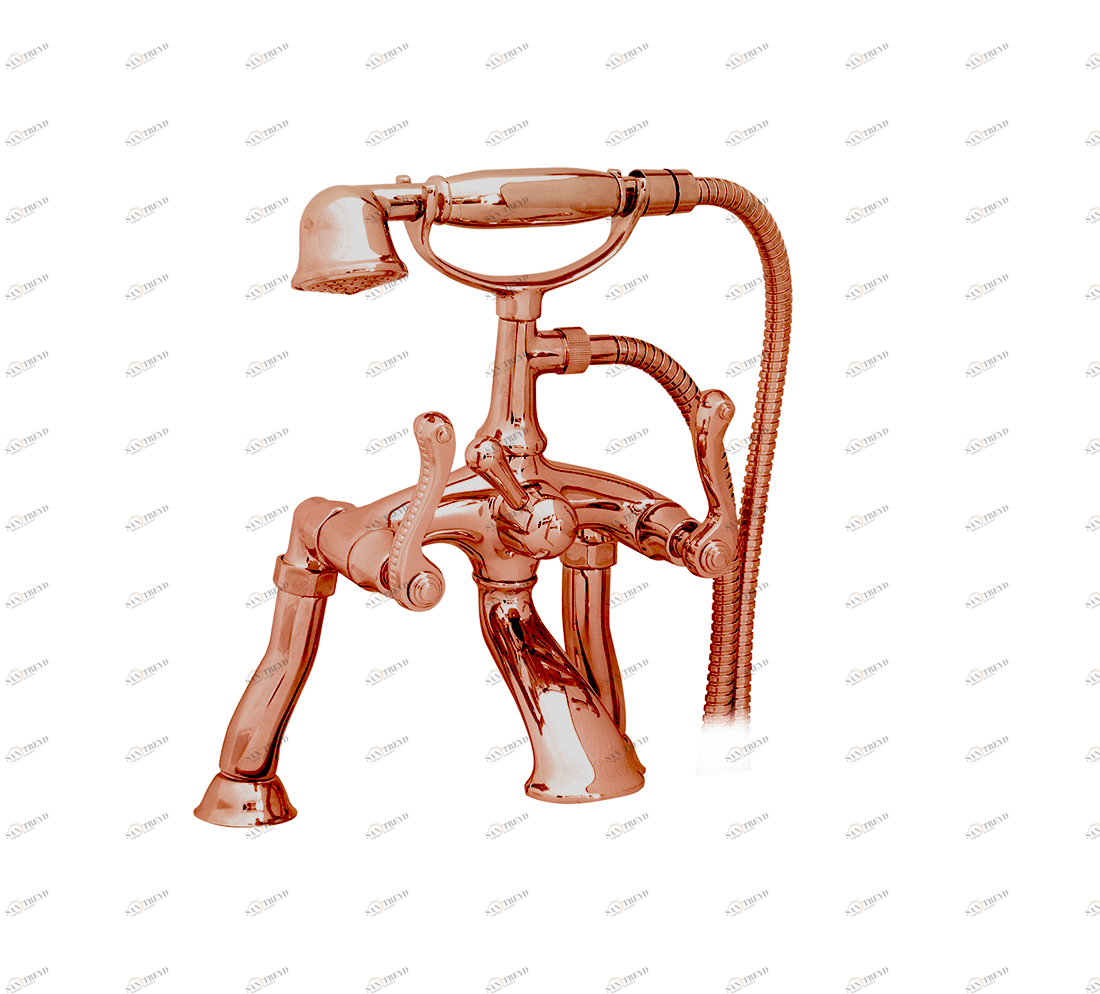 Gentry Home Смеситель для умывальника на три отверстия с выдвижным краном Tiffany Медь GH101922