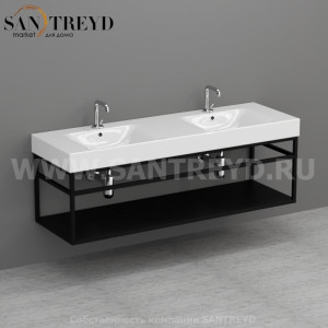 925331 Cento подвесная структура из стали, с металлической полкой черной матовой 140 см Kerasan Cento Италия