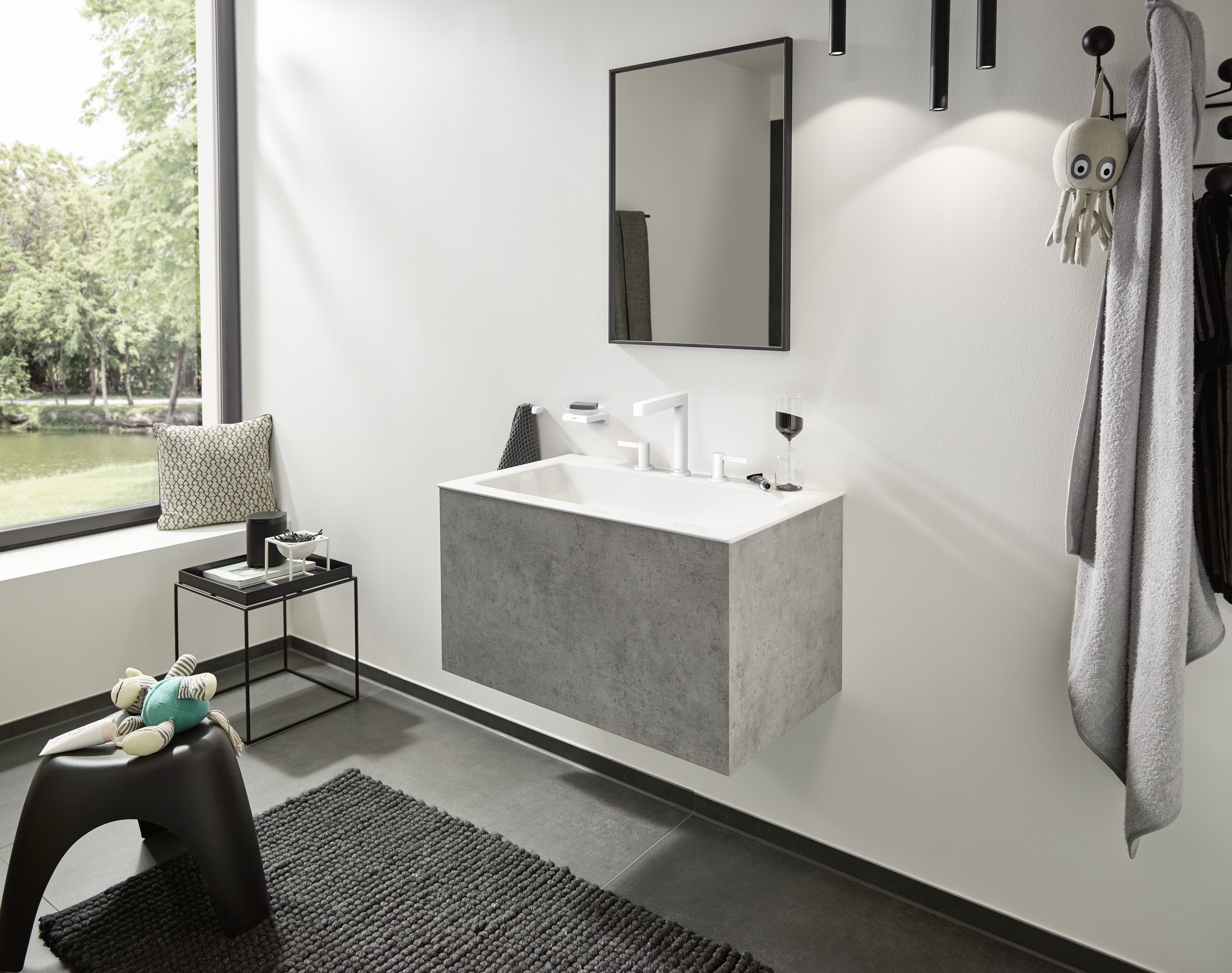 76034670 Finoris Смеситель для раковины на 3 отверстия 160 со сливным гарнитуром Hansgrohe  - Вид №5