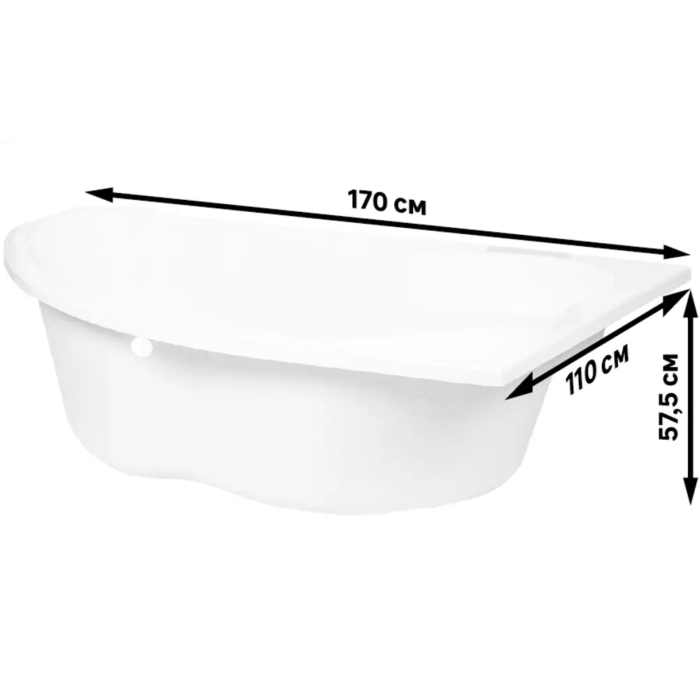 Асимметричная акриловая ванна Sensea Глоу 170x110 см 81944584 STLM-0014295 - Вид №4