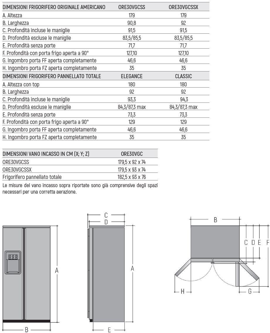 mabe Американский встраиваемый холодильник с диспенсером для льда класса а + Side by side | prof. 71cm Ore30vgctce - Вид №2