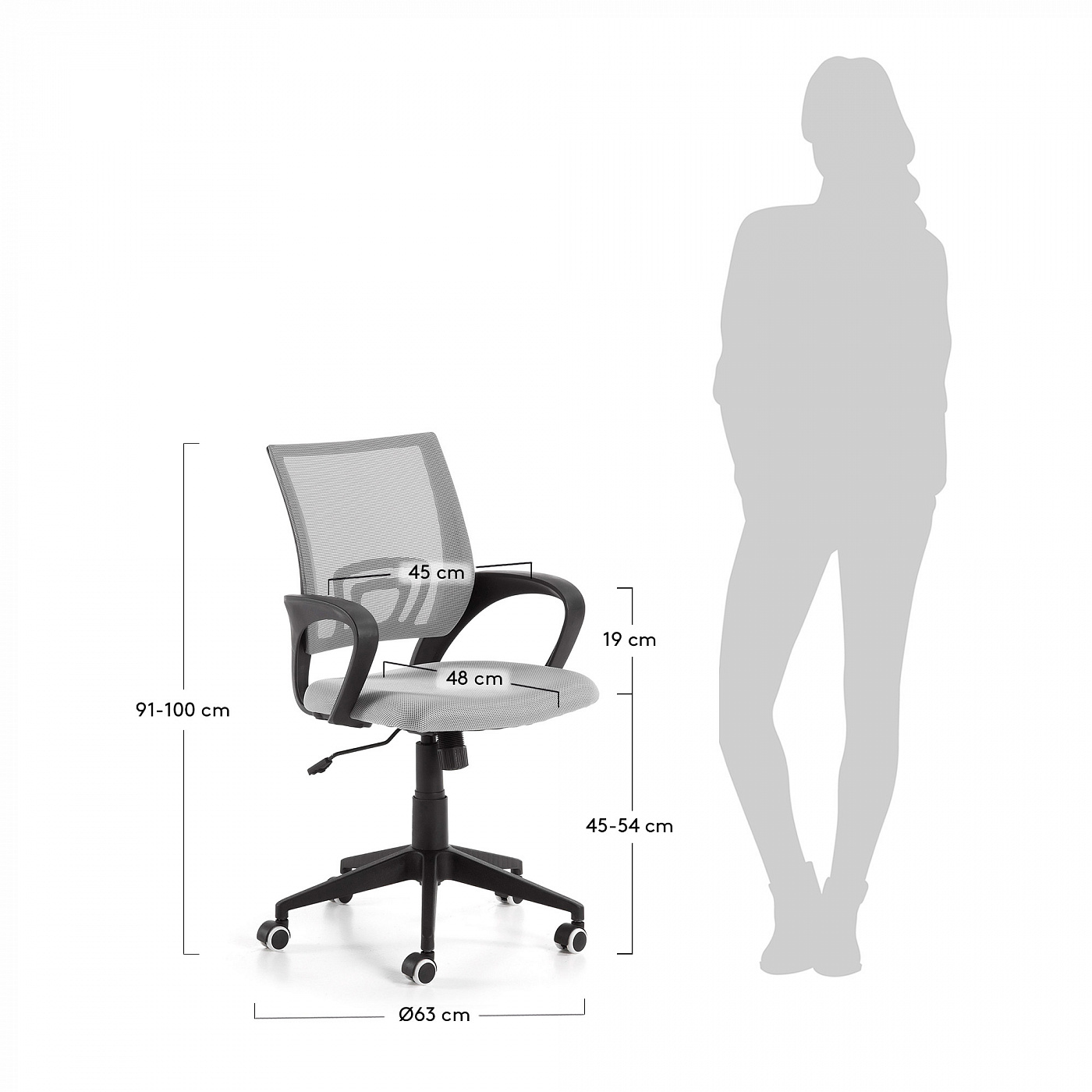 045272 Поворотное кресло Ebor серое La Forma Rail