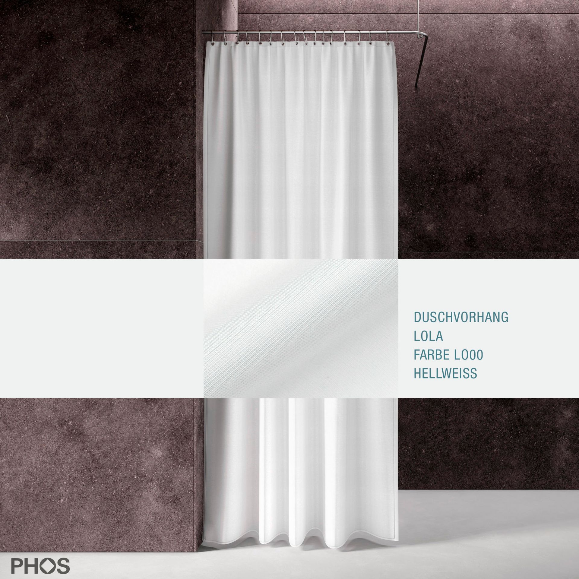 DV-LOLA200-210 Занавеска для душа лола, длина 200 см, ширина 210 см. ярко-белый. PHOS 