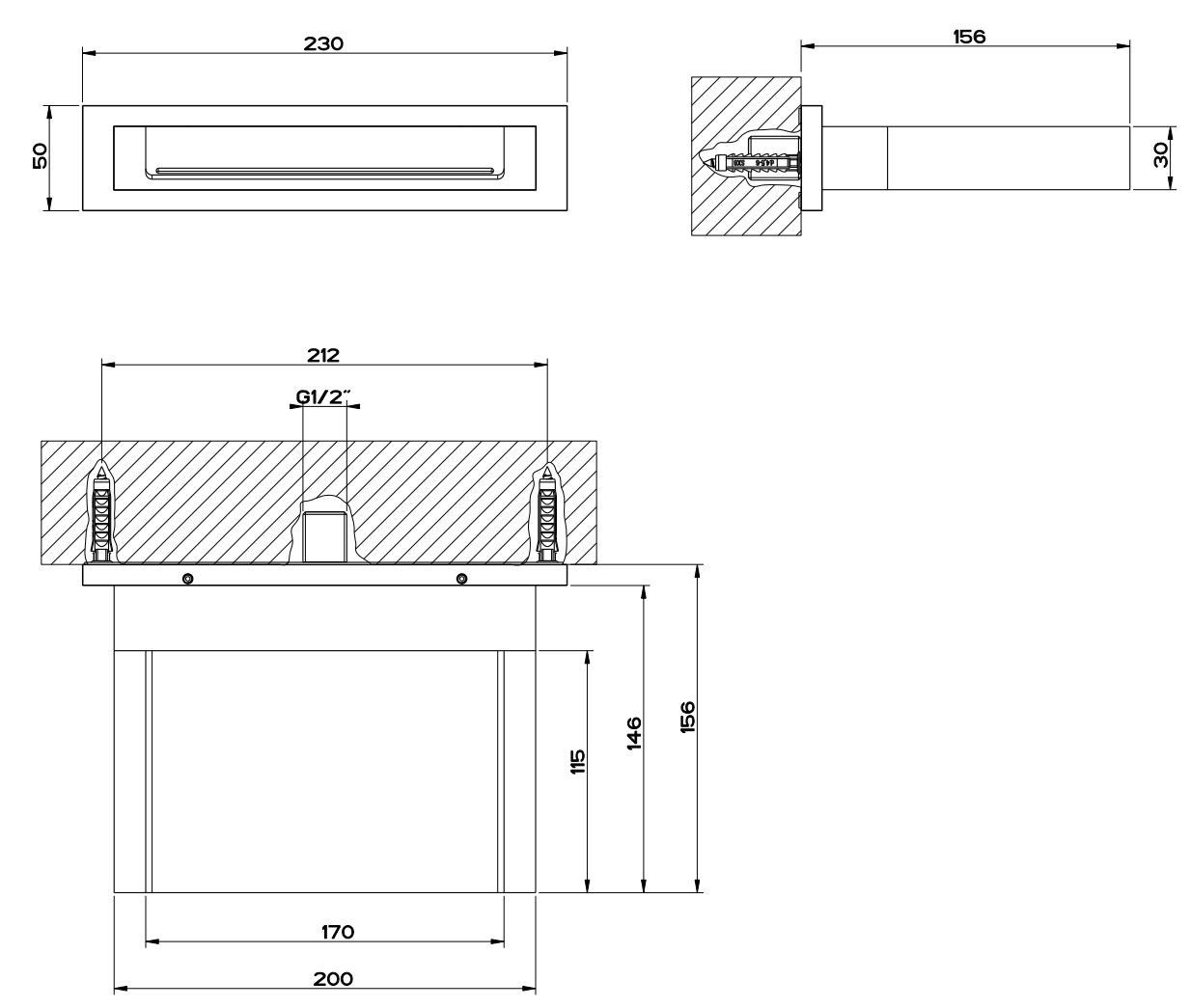 Стальная настенная насадка для душа с водопадом Gessi ARCH-00132386 - Вид №3