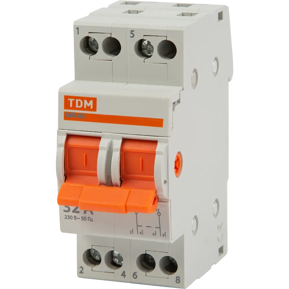 Выключатель нагрузки TDM Electric МП-63 2P 32А для безопасного управления электропитанием 84399556 STLM-0049325