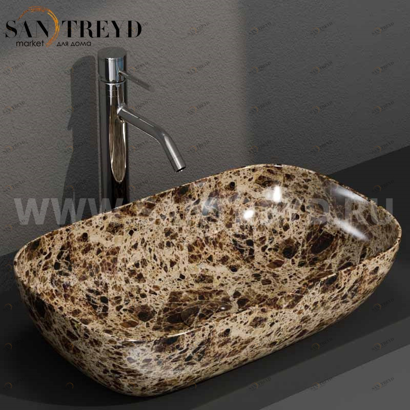 B6R60PM Накладная раковина на столешницу  прямоугольная Ceramica Globo T-EDGE