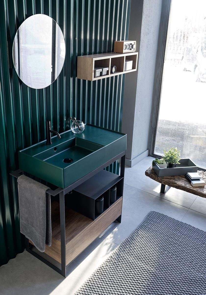 Scarabeo Ceramiche Тумба под умывальник из металла с вешалкой для полотенец Solid sun-id-1377566 - Вид №7