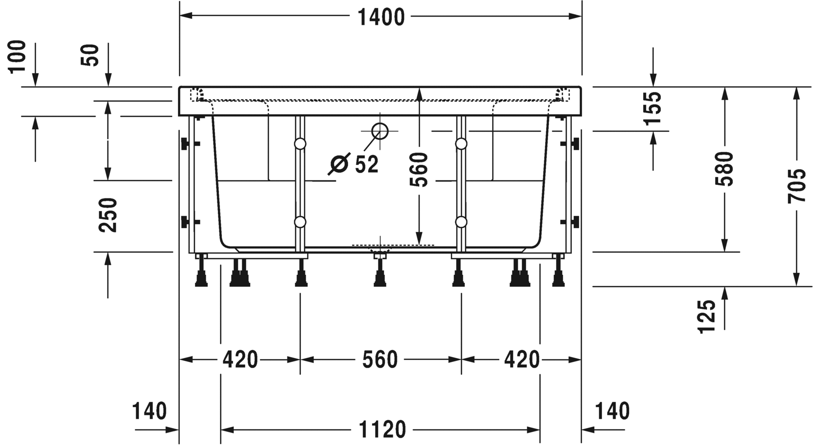 760402..0JS1000 Ванна гидромассажная Blue Moon #760402 1400 x 1400 мм Белый Alpin Duravit - Вид №4
