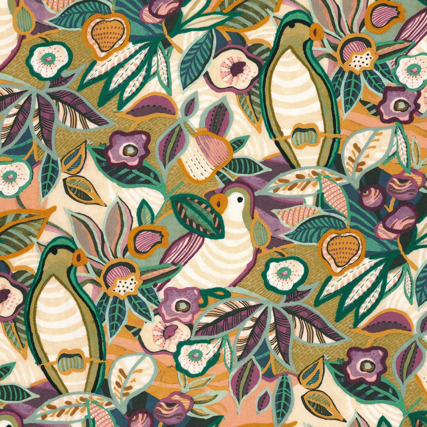 Многоцветная вышитая ткань из хлопка и льна Casamance Pico Bonito ARCH-00102496 - Вид №1