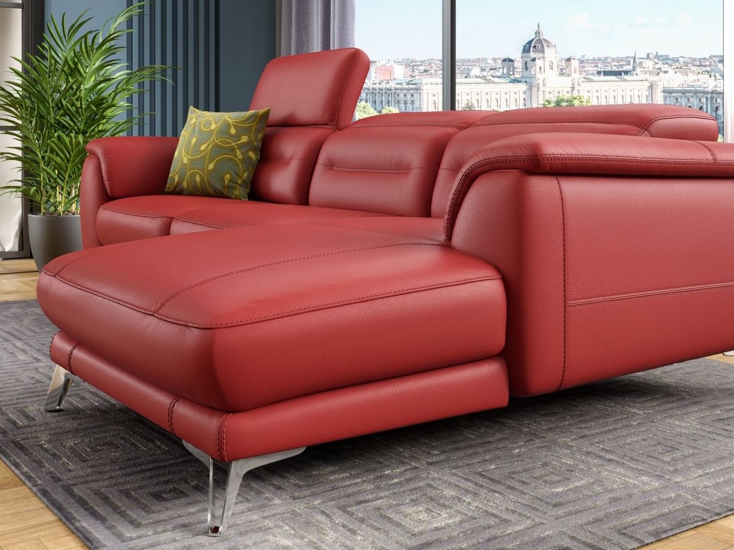 Кожаный диван с полуостровом Sofanella Gandino ARCH-00066679 - Вид №4