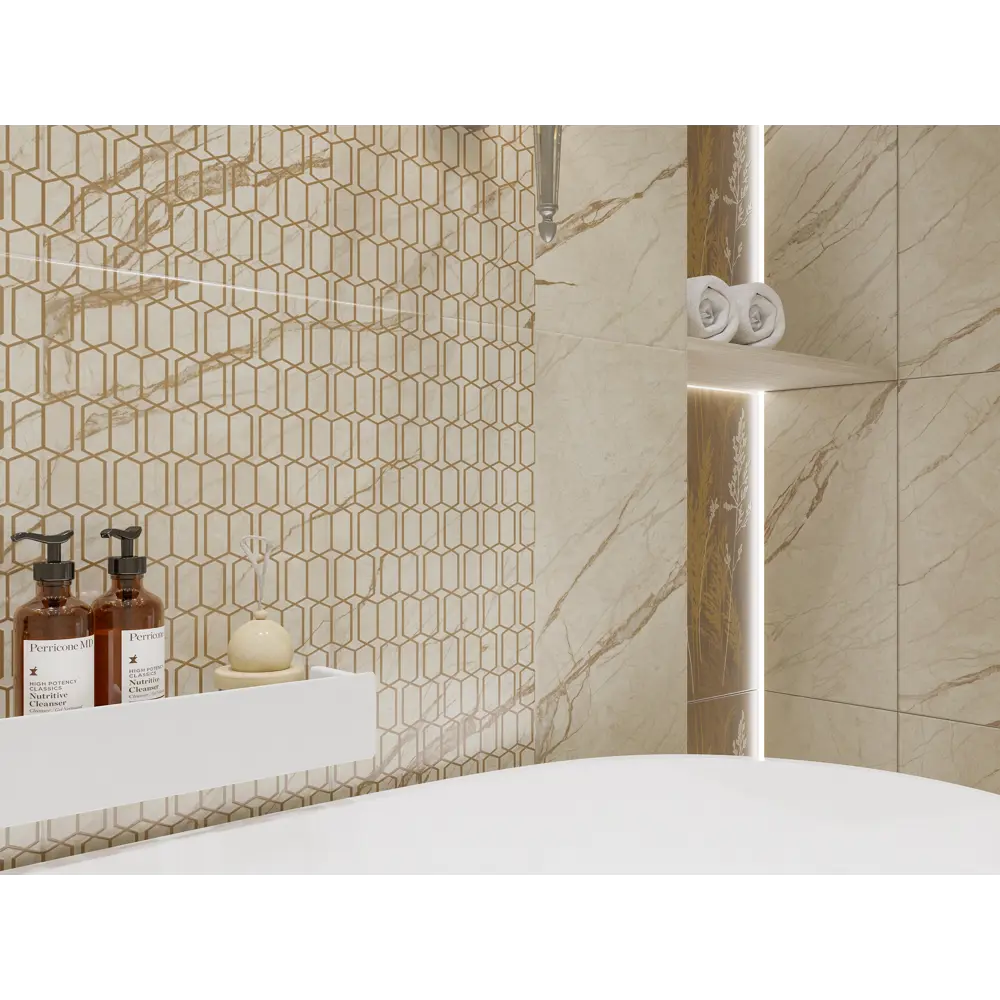 Плитка настенная Azori Forest Geometry 31.5x63 см 1.59 м² матовая цвет бежевый мрамор STLM-2072469 - Вид №5