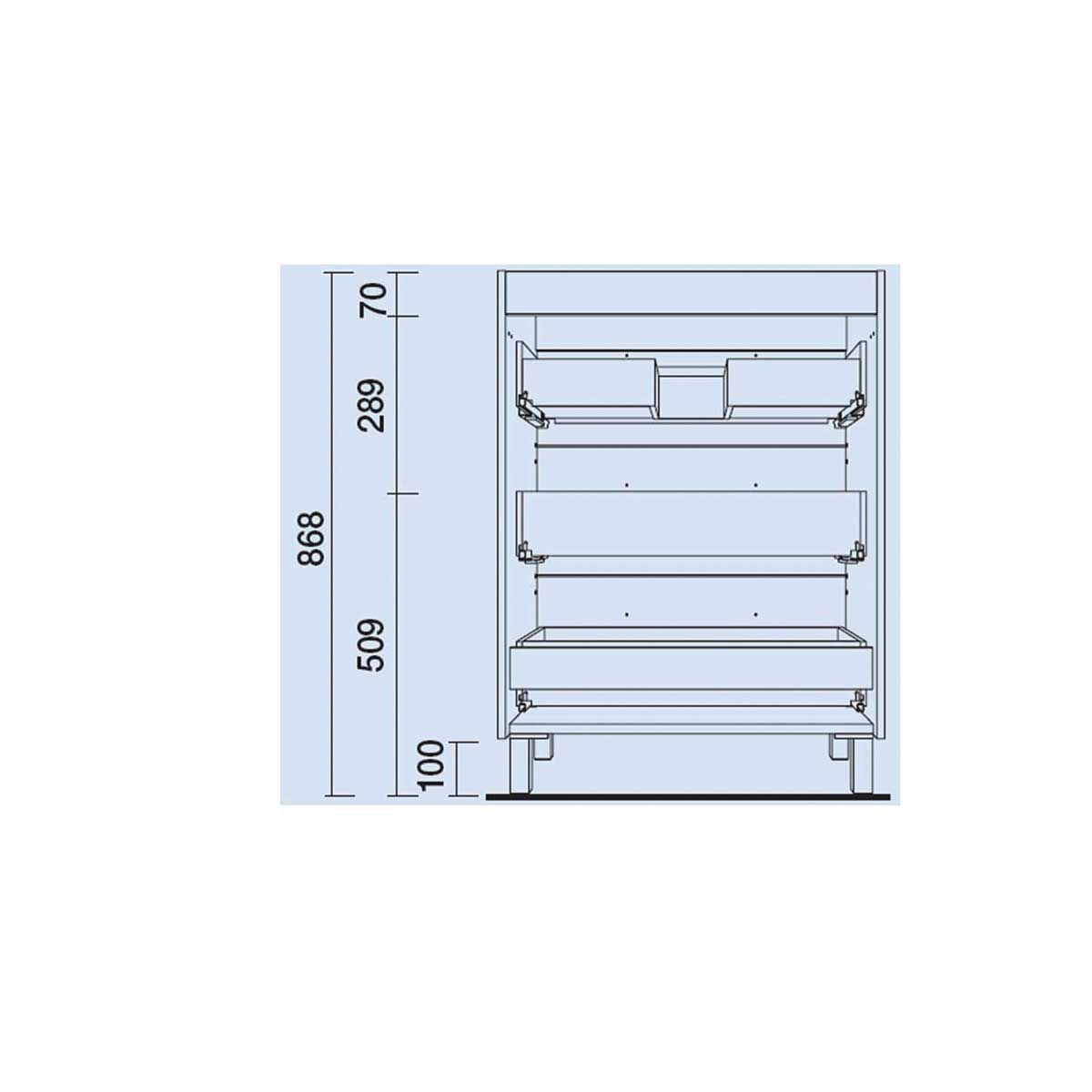 26587 SALGAR Мебель для умывальника FUSSION CHROME 700 SBIANCATO с 3 ящиками 697 x 868 x 450 мм Sbiancato - Вид №3