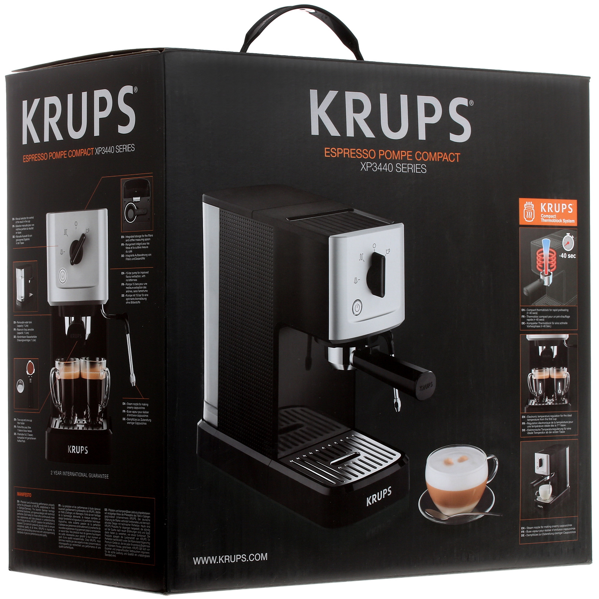 4727570 Кофеварка рожковая Krups XP344010 черный STDN-0117087 - Вид №8