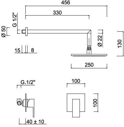 Rubinetteria Giulini Смеситель для душа одинарный с лейкой Pablolux F9815wb-25 - Вид №1