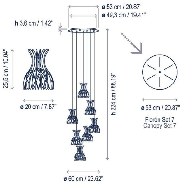 BOVER Led подвесной светильник из дерева Dome S/20/7l - Вид №4